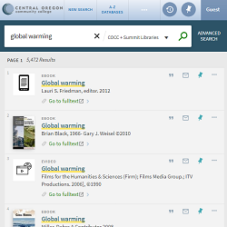 Screenshot of the Barber Library and Summit catalog