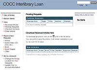 Screenshot of the Interlibrary Loan website