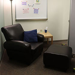 Chair in the lactation room of Barber Library